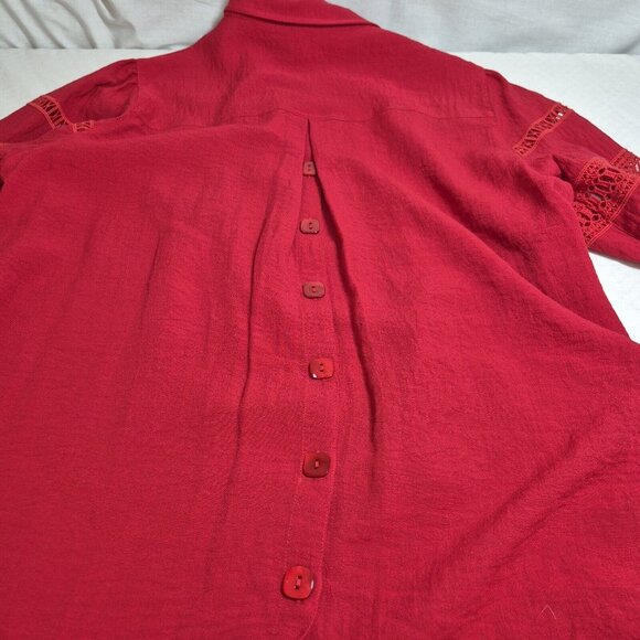 John Mark Tunic Top Women's  Size XL Cabana Wine Lace  Relaxed Fit Red (53) - Picture 11 of 14